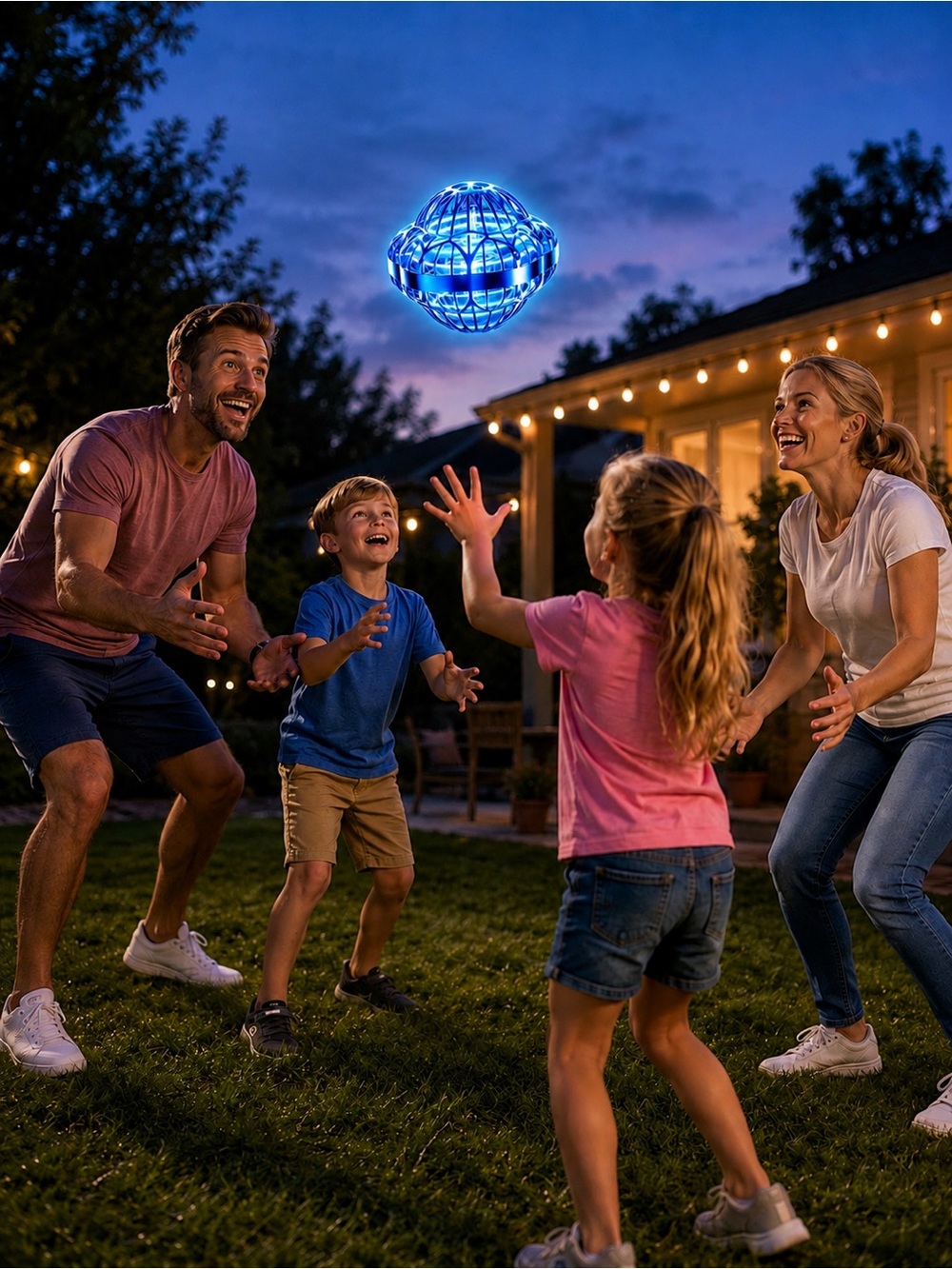 Blue LED Flying Spinner Ball USB Rechargeable 360° Hover Boomerang Toy